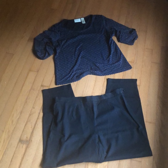 Liz Claiborne Set Top & Pants Large 16 Navy! - Picture 8 of 8